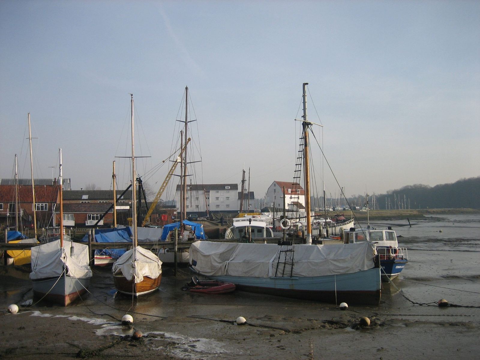 Boats resting on a tidal creek in Essex